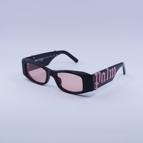 Palm Angels PERI007 ANGEL 1021 Sunglasses Black Rectangle Frame, Cameo Lenses - Picture 5 of 11